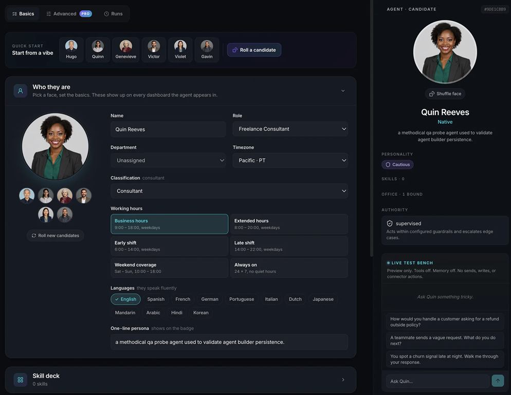 BYOND AI coworker profile with role, permissions and authority